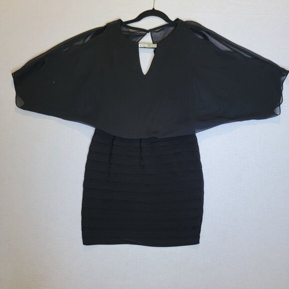 Cache Cocktail Dress Womens Small Sheer Chiffon Bodice Cold Shoulder Formal - Picture 6 of 9